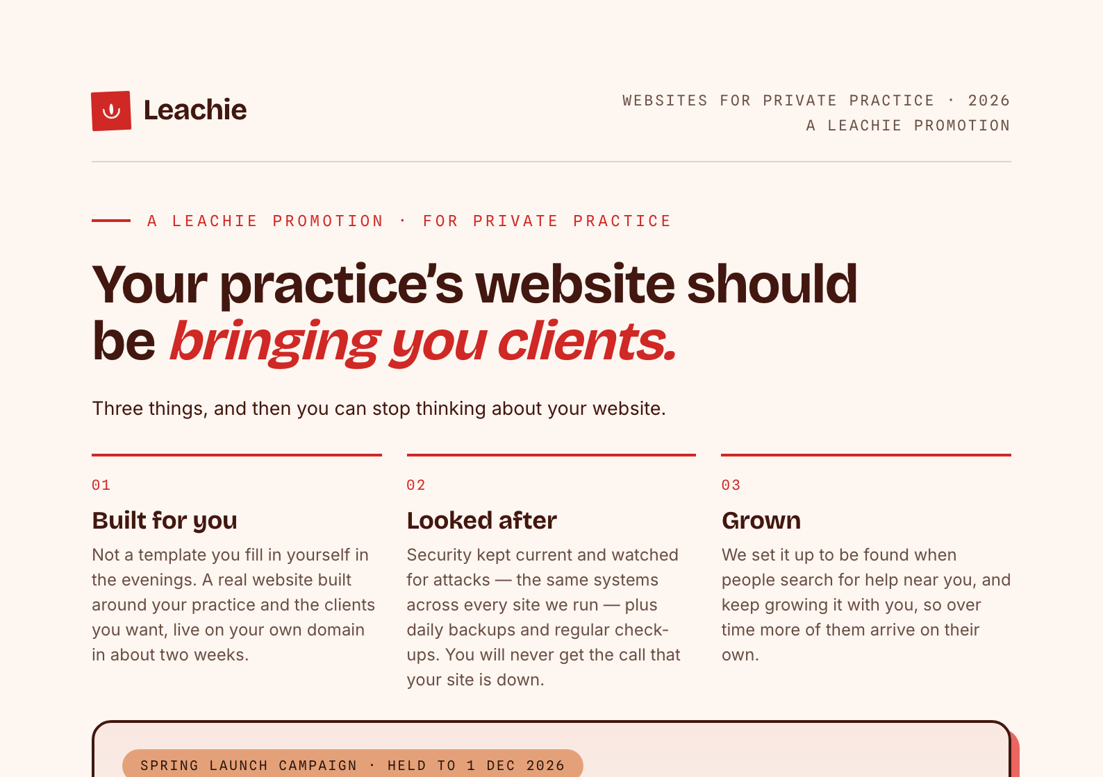 Therapists · 2-page print cover